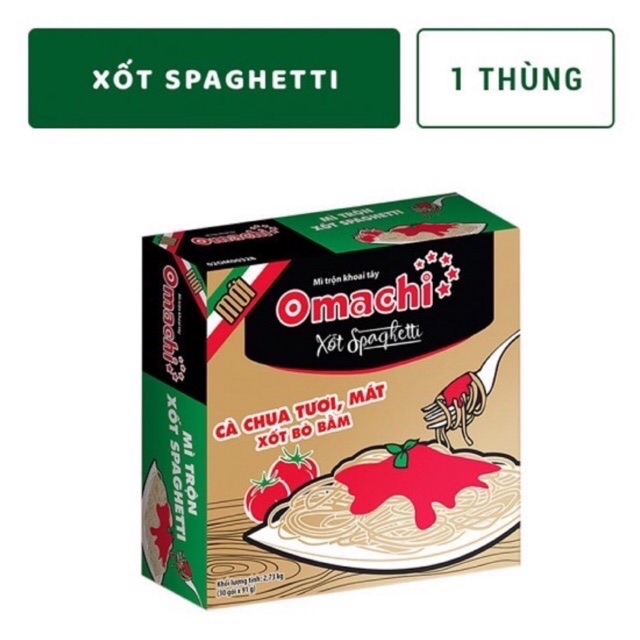 Thùng 30 gói mì Omachi Sốt Spaghetti Special (đỏ, xanh)