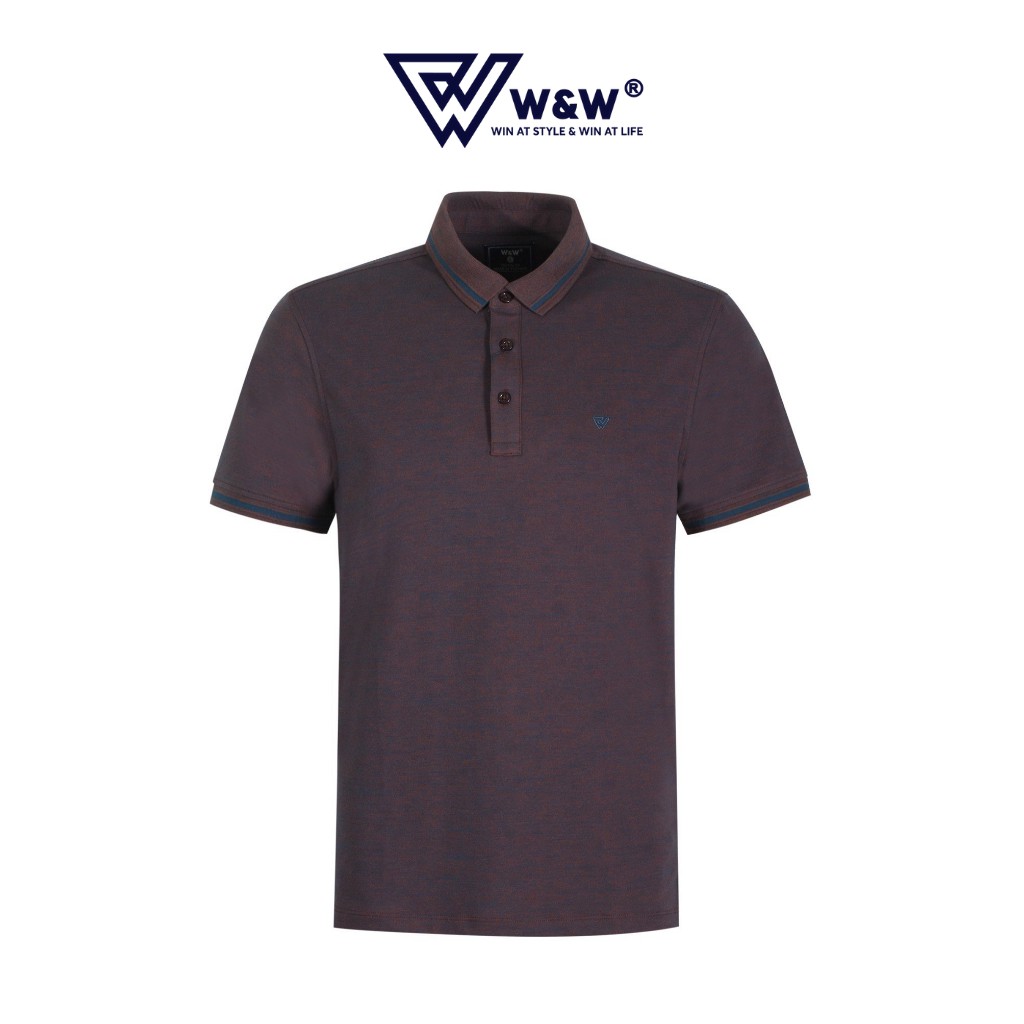 Áo Thun Nam Polo W&amp;W Dáng Regular Fit- Cổ Đức Bẻ Phối Viền Độc Đáo, Chất Liệu Cotton Thoáng Mát, Bền Màu WPO54R