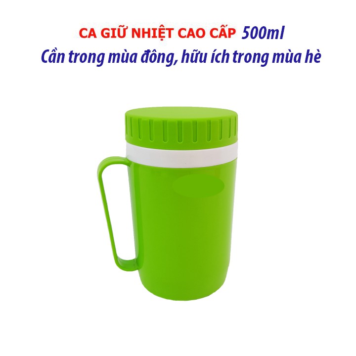 Ca giữ nhiệt, ca cách nhiệt, ca giữ nóng lạnh, ca đá nhựa 2 lớp 500ml. V768