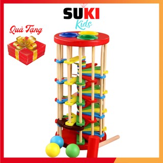 Đồ chơi trí tuệ cho trẻ em bằng gỗ thông minh giáo dục sớm cho bé bộ đập bóng lốc xoáy suki kids dc-d06