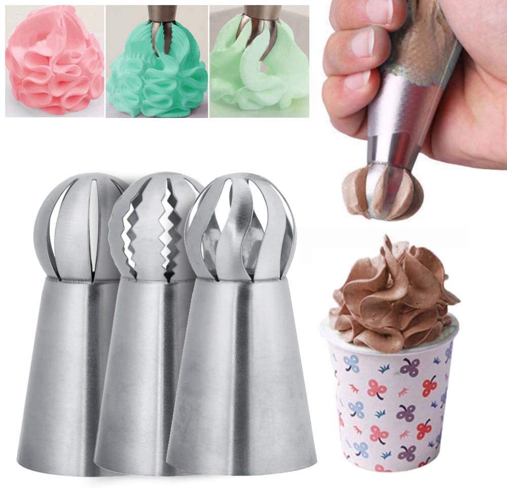 Set 3 Vòi Phun ANAEAT Bằng Thép Không Gỉ Dùng Tạo Kiểu Hoa Trang Trí Bánh