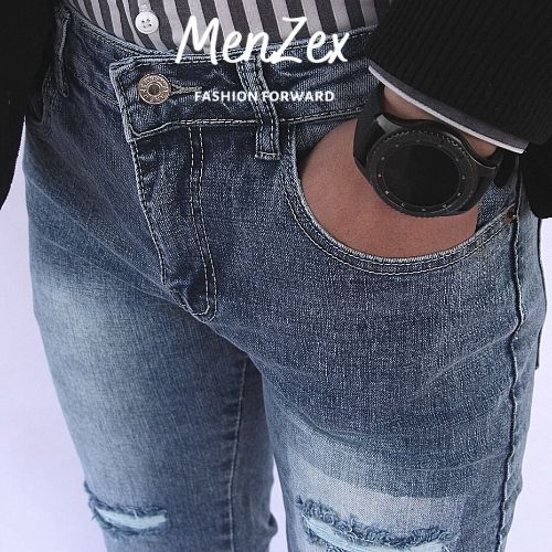 Quần Nam Quần Jean Xanh Rách Gối Ống Đứng Menzex Đủ Size Bảo Hành Đổi Trả | BigBuy360 - bigbuy360.vn