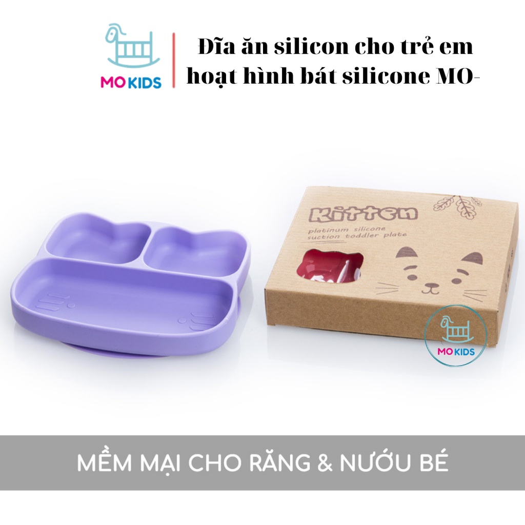Khay ăn dặm cho bé MOKIDS ECO Silicone 4 ngăn chống đổ an toàn - Xả Kho Bán Lỗ