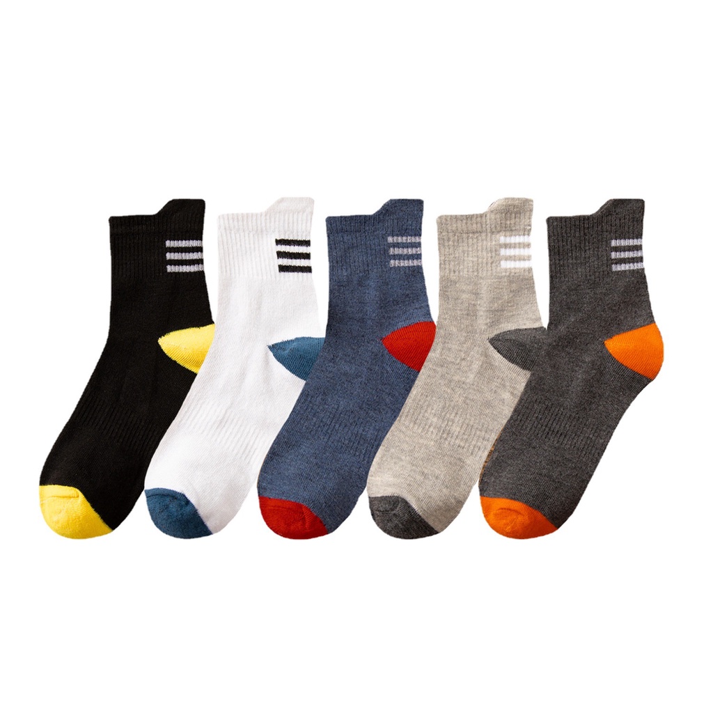 Set 10 Đôi Vớ Thể Thao Bằng Cotton Mềm Mại Thoáng Khí Nhiều Màu Sắc Dành Cho Nam