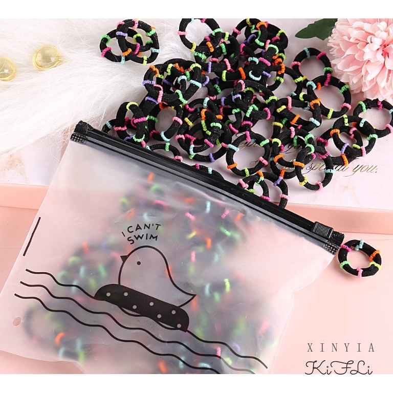 Túi 100 Dây Thun Cột Tóc Nhiều Màu Sắc Đáng Yêu