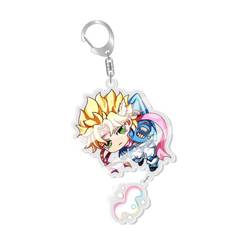 Móc khóa nhựa acrylic trong suốt hai mặt hình anime Jojo 's Bizarre Adventure