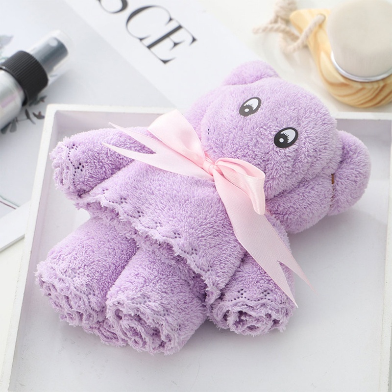 Haha Khăn Lau Mặt / Khăn Tắm Bằng Lông Cừu San Hô Thấm Hút Tốt Hình Gấu Dễ Thương Thoải Mái