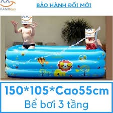 [XẢ KHO+FREE SHIP] Bể phao bơi 3 tầng 150*105*Cao55cm tặng kèm keo dán phao bestway