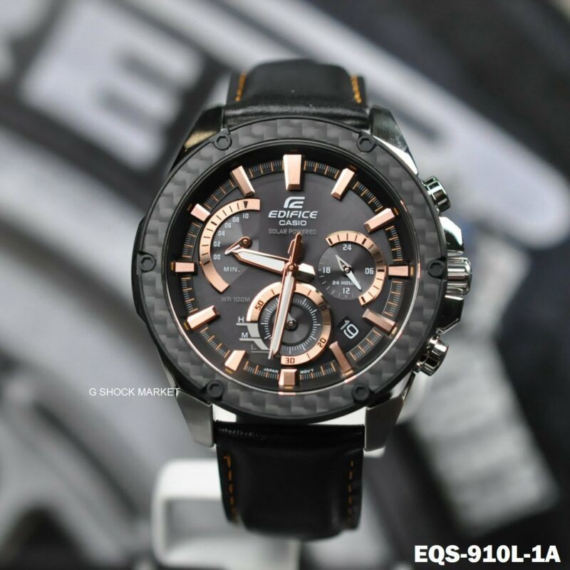 Đồng Hồ Nam Casio Edifice EQS-910L-1AVUDF Dây Da Màu Đen - Gờ Cacbon - Pin Năng Lượn