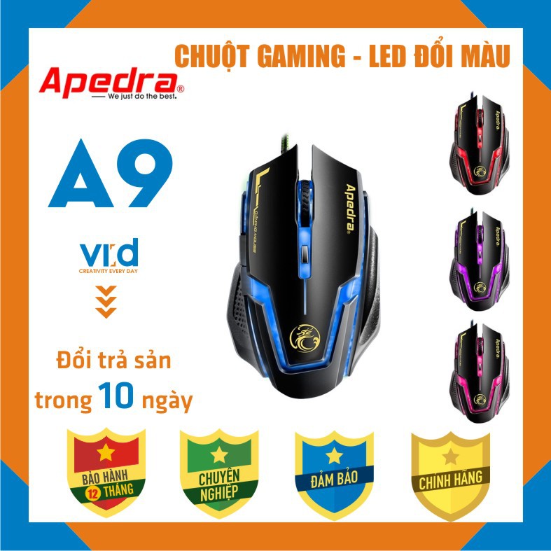 Phím chuột, Chuột chuyên Gaming không dây, có dây iMICE (V9, X7, X8) Apedra A7 , A9 , X6 – Độ nhạy max 3200 DPI