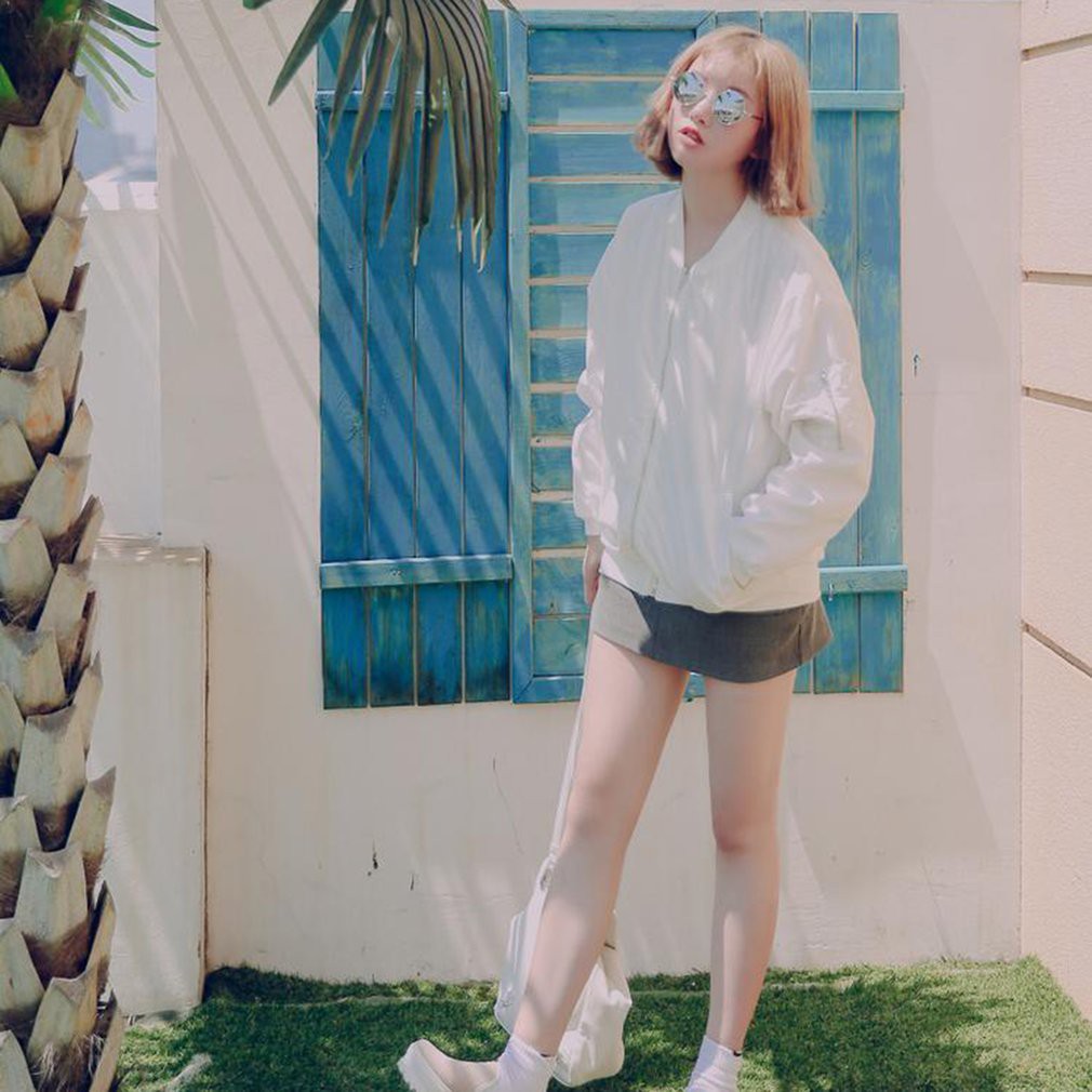 Áo khoác bóng chày nữ kiểu rộng phong cách Harajuku