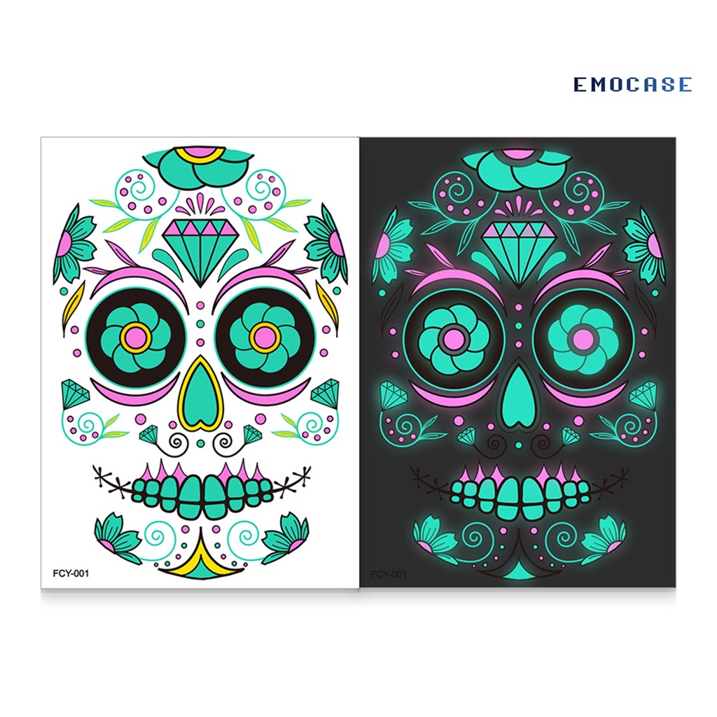 Hình Xăm Dán Mặt Và Cơ Thể Dạ Quang Hai Màu Lâu Trôi Không Gây Kích Ứng Cho Người Lớn Dịp Halloween