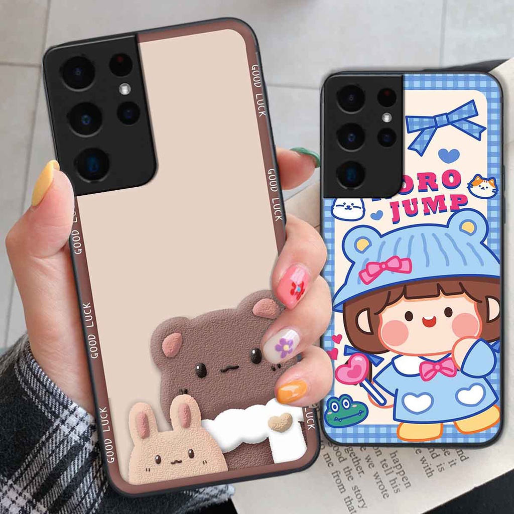 Ốp Samsung S21 Ultra bear brick, gấu đáng yêu, dễ thương