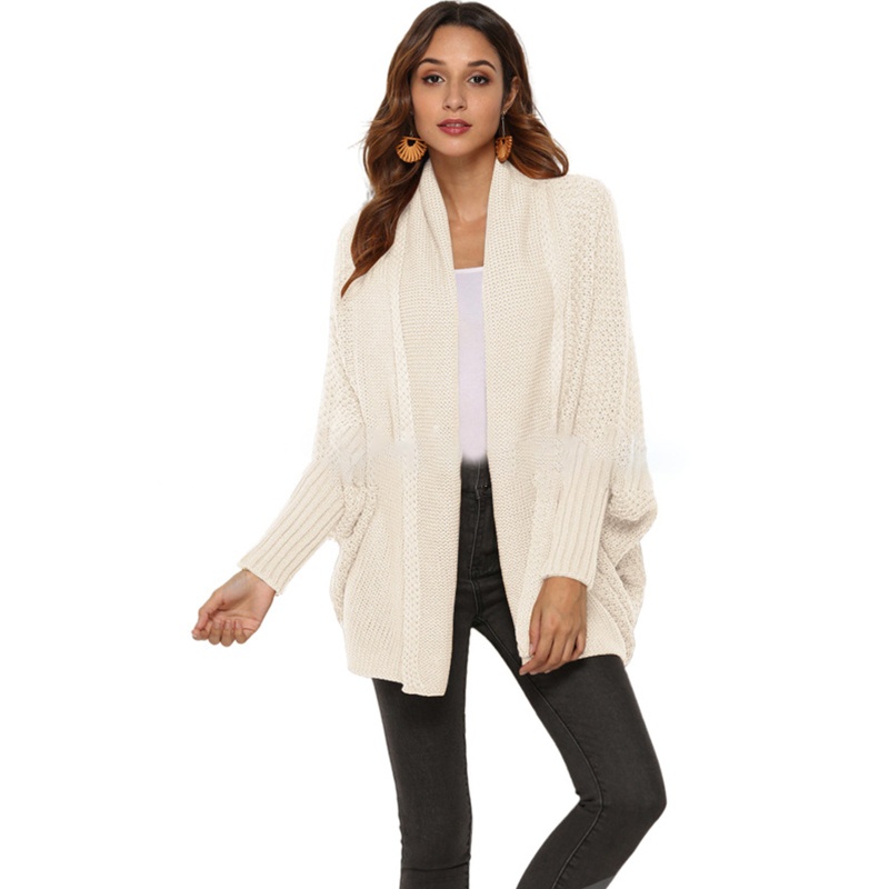 Xiangbao Áo Khoác Cardigan Len Móc Màu Trơn Dáng Rộng Phía Trước Phong Cách Boho Mùa Xuân Thu Cho Nữ