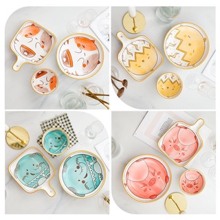 Bộ bát chén đĩa gốm sứ cao cấp - Họa tiết các bé động vật siêu cưng