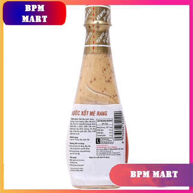Nước sốt mè rang Kewpie chai 210ml - KEWPIE - NƯỚC SỐT SALAD - NƯỚC TRỘN SALAD  - NƯỚC CHẤM THỊT - BPMart - BPM Mart