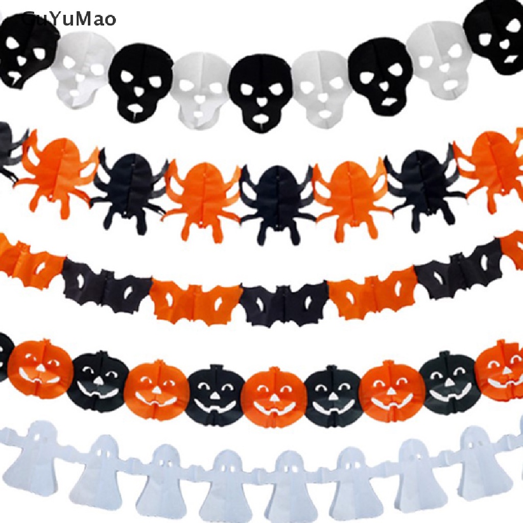 [cxGUYU] 3m Halloween Hanging Garland Bunting Bat Pumpkin Ghosts Spider Paper Banner  PRTA