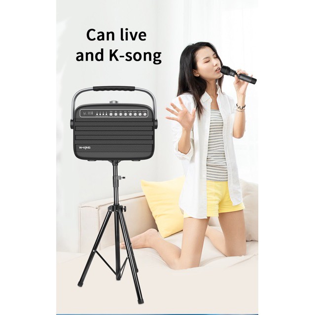 Loa bluetooth karaoke W-KING K9, Loa kẹo kéo kèm 2 mic pass chuẩn, chính hãng, bh 6 tháng , giá tốt