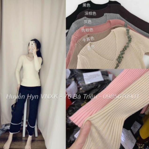 Áo Len Nữ [HÀNG ĐẸP] Áo Len Gân Dài Tay Cổ V ELLA | BigBuy360 - bigbuy360.vn