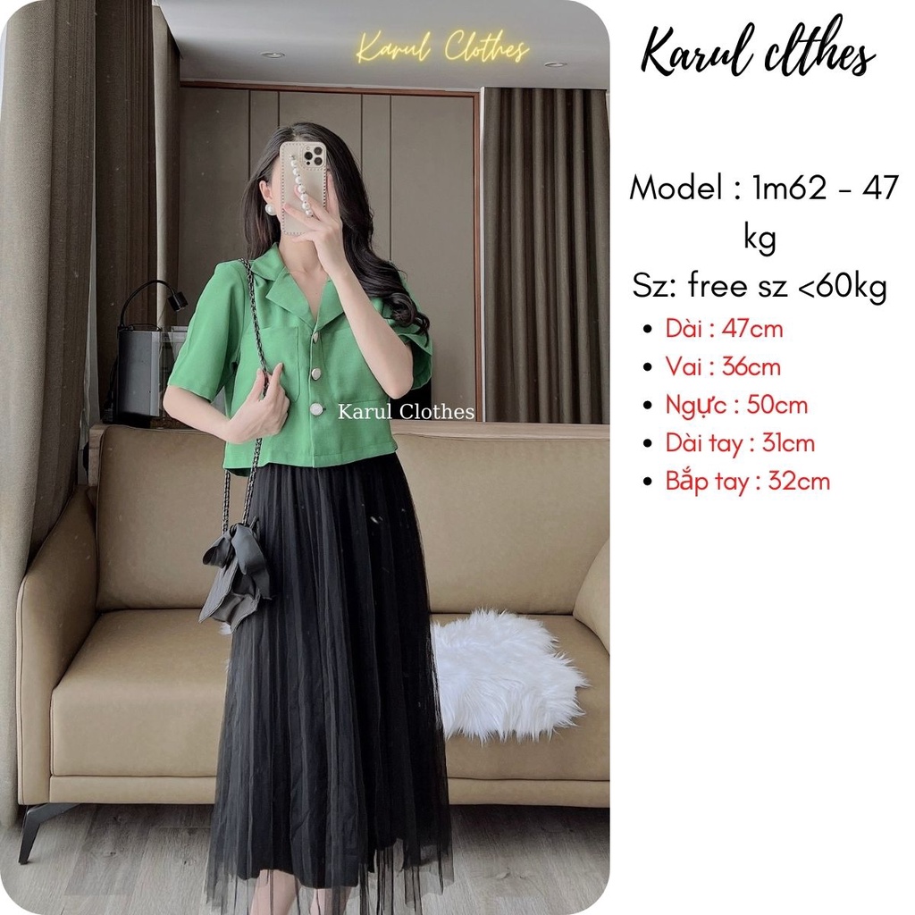 Áo sơ mi nữ dáng ngắn 3 cúc phôi 2 túi ngực sâu , áo sơ mi nữ phối 2 túi sâu 3 cúc kiểu dáng Hần quốc D598