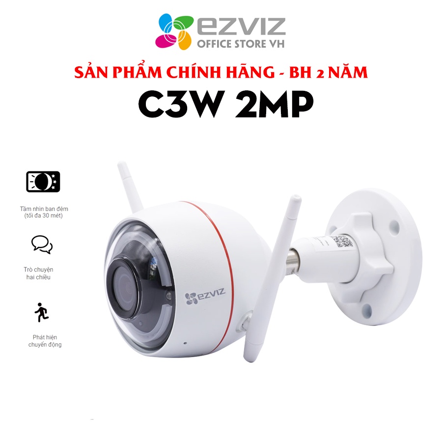 Camera EZVIZ C3W 2MP Full HD 1080P, tích hợp đèn còi báo động, âm thanh 2 chiều, camera ngoài trời chính hãng