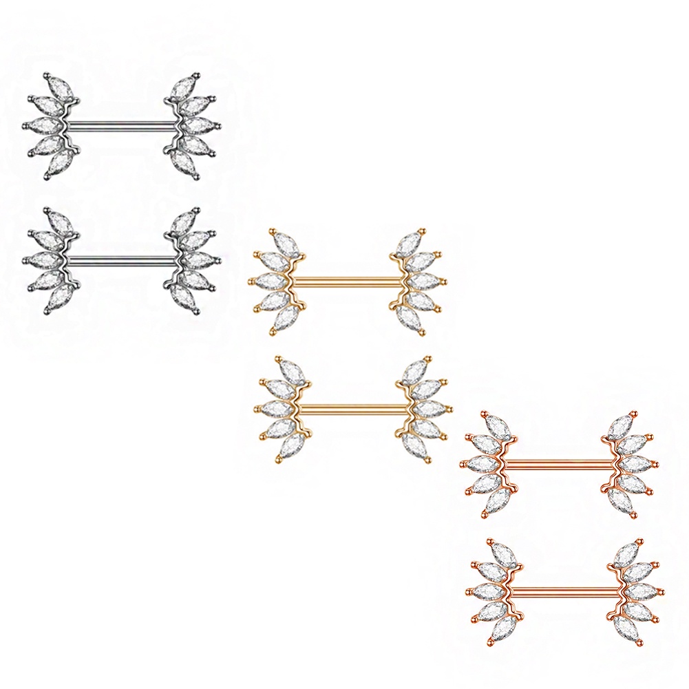 Set 2 Khuyên Nhũ Hoa Đính Đá Hình Bướm Gợi Cảm Cho Nữ