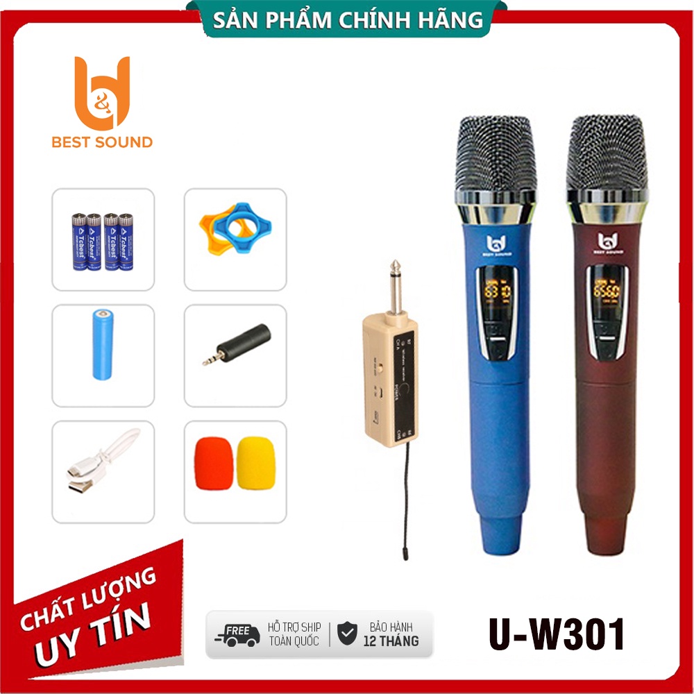 Bộ Micro không dây karaoke chuyên nghiệp ONTEKCO E6S | BEST SOUND U-W301 | V-W108 | W003 | W003A (1 Mic) - BH 12 Tháng