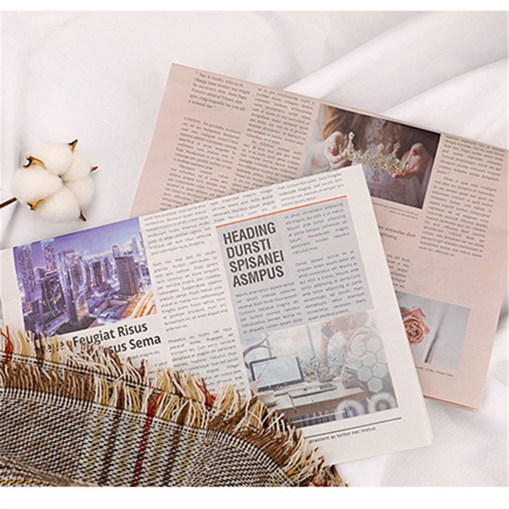 Set 2 tấm giấy tạp chí chữ tiếng anh phong cách cổ điển dùng để gói quà trang trí nền chụp ảnh nhiều màu tùy chọn