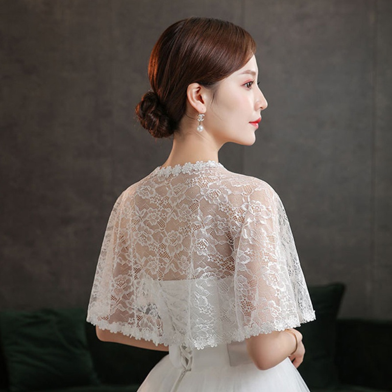 Áo Khoác Ren Ngắn Màu Trắng Đen Thanh Lịch Quyến Rũ Cho Nữ