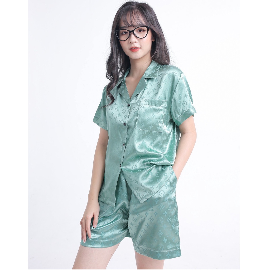 Đồ Bộ Nữ Cộc Đùi Chất Lụa Gấm Bền, Mát, Thấm Hút Tốt, Đồ Ngủ Cao Cấp - DOBO06