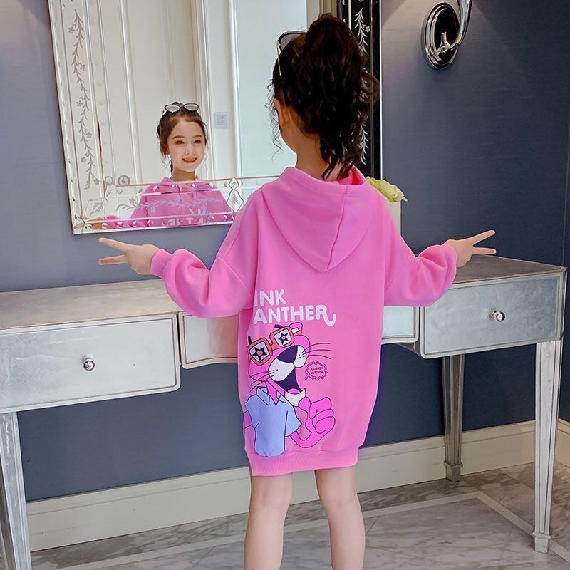 Đầm Tay Dài Có Mũ Trùm Đầu In Hình Dễ Thương Cho Bé Gái