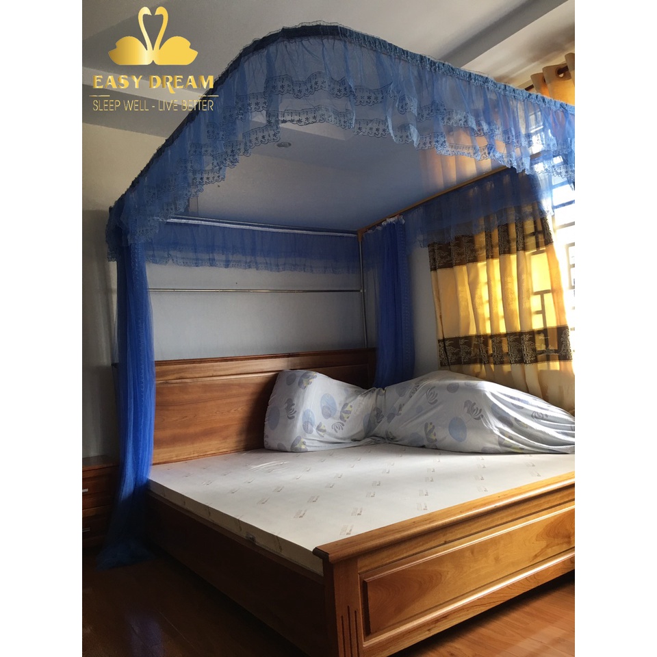 Màn khung không khoan tường kéo rèm lùa tay cao cấp EASY DREAM -Mùng ngủ chống muỗi kiểu dáng công chúa