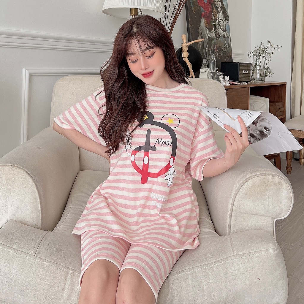 Đồ bộ lửng nữ mặc nhà - thời trang mới nhất - Chất liệu bozip Cotton cao cấp - ( Bộ Lửng Mouse -  BL )