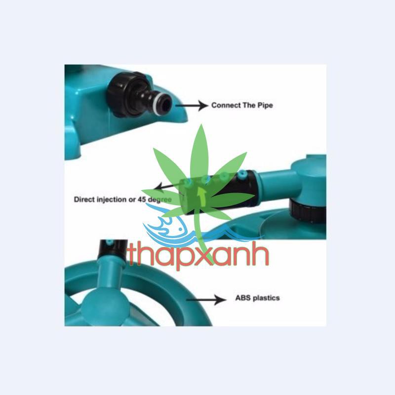 Đầu tưới 3 cánh xoay 360° T3C-MT, Vòi tưới 3 cánh 360 độ Chân đế hình mặt trăng Lắp nối nhanh 16