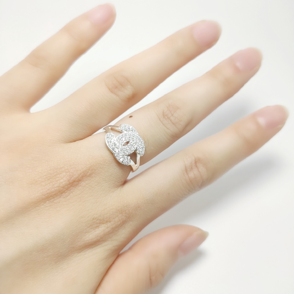 Nhẫn bạc 925 Nhẫn Chữ X bản to nạm đá trắng sang trọng