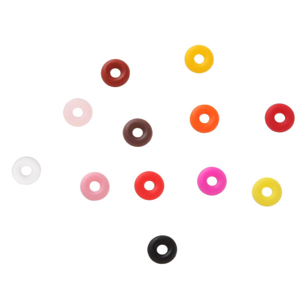 Túi 100 hạt chặn chữ O tròn dẹt 6*2*2 bằng cao su bền nhám chống trượt cố định đầu cuối cho vòng tay 12 màu tùy chọn