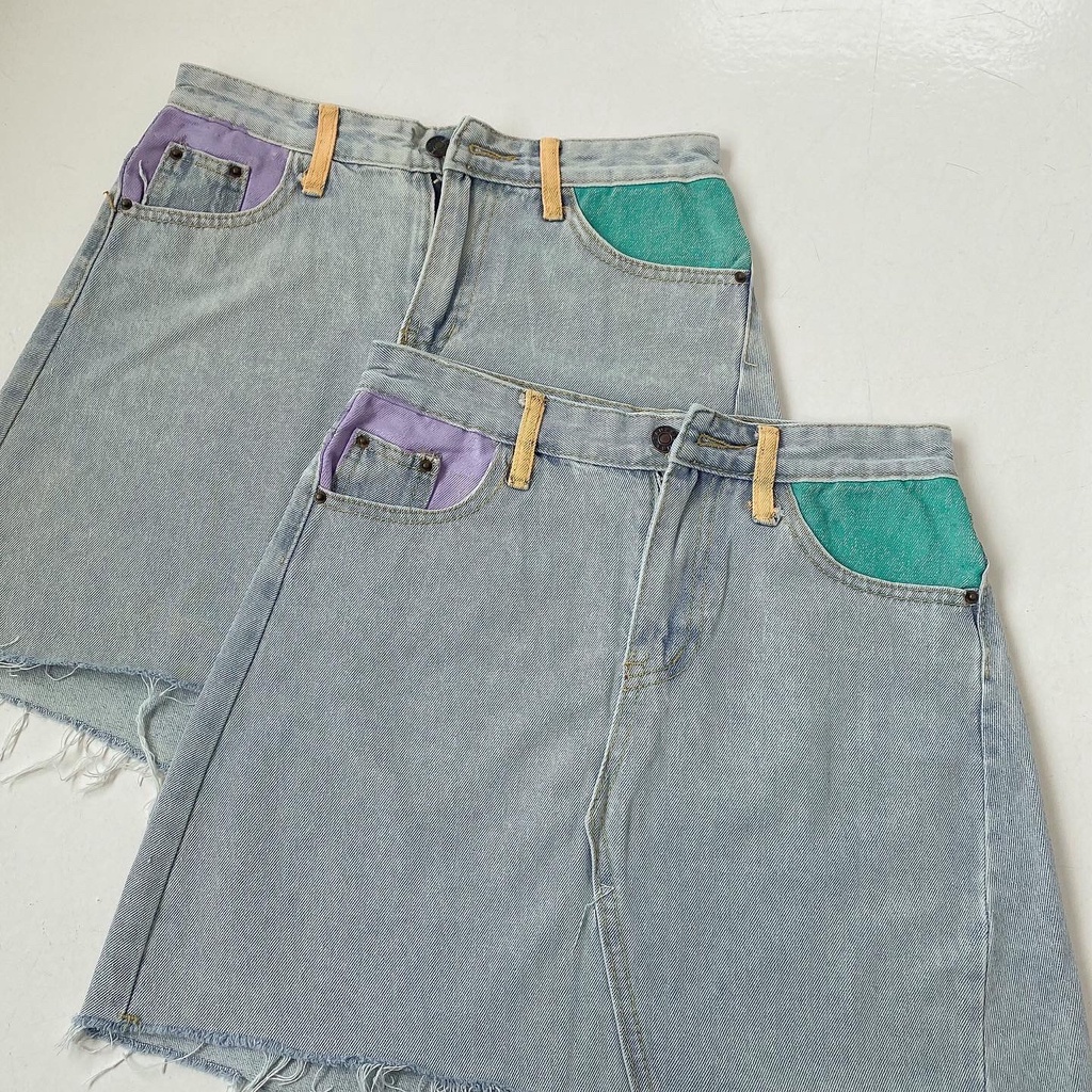 Color Denim Skirt
