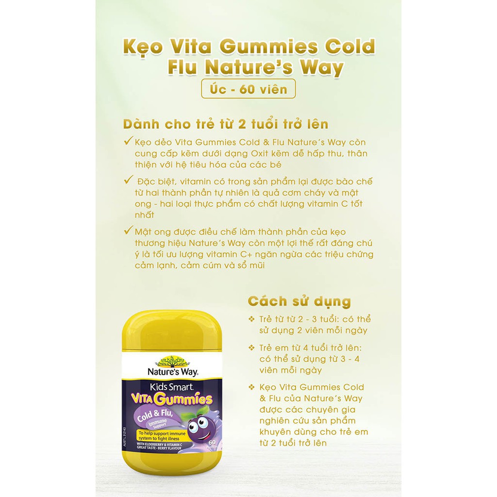 Kẹo Gum chống cảm cúm Cold & Flu Immunity 60 viên Úc cho bé