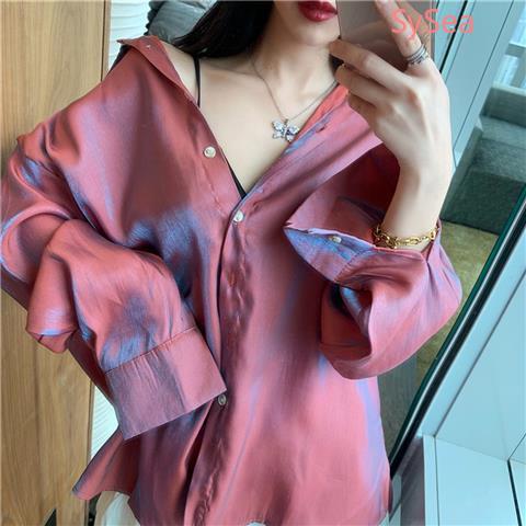 Áo sơ mi tay dài dáng rộng chống nắng thời trang mùa hè trẻ trung cho nữ