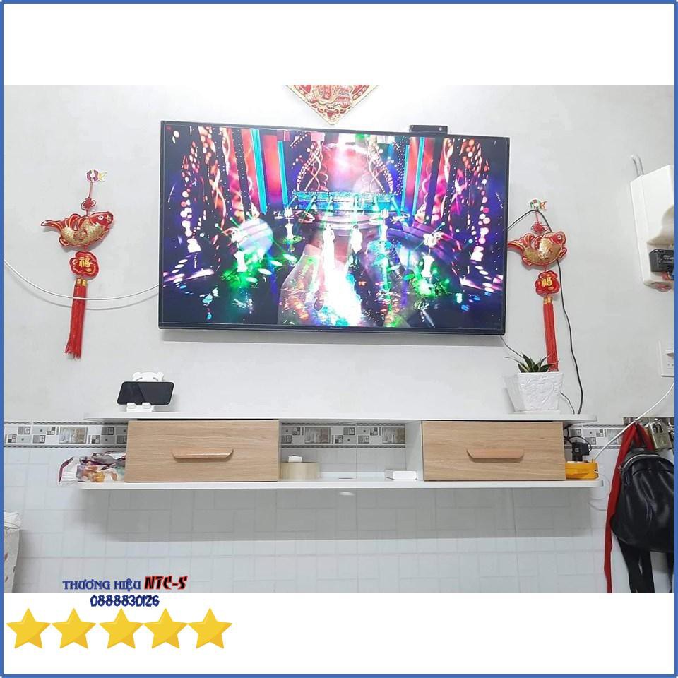 [UP SALE] Kệ TV treo tường 2 ngăn tay nắm gỗ( nhiều màu lựa chọn)