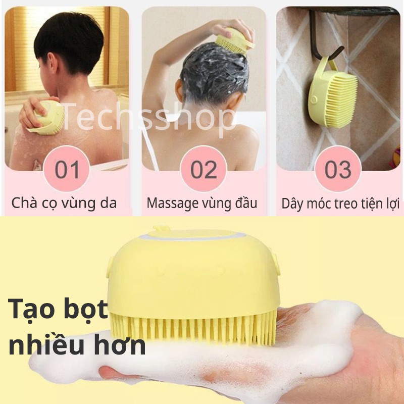 Bông Tắm Silicon Có Ngăn Chứa Xà Phòng Dung Tích 80ml Vừa Cọ Sạch Vừa Massage Tiện Lợi - Silicon Massage Bath Brush