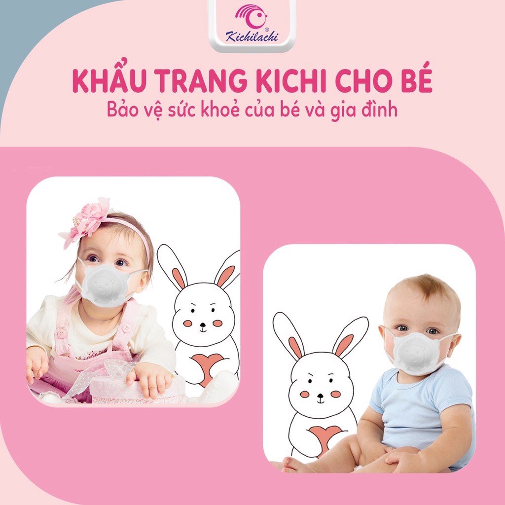 [ 1 Túi 3 chiếc ] Khẩu trang gấu trắng Kichilachi HÀNG CHÍNH HÃNG cho bé yêu