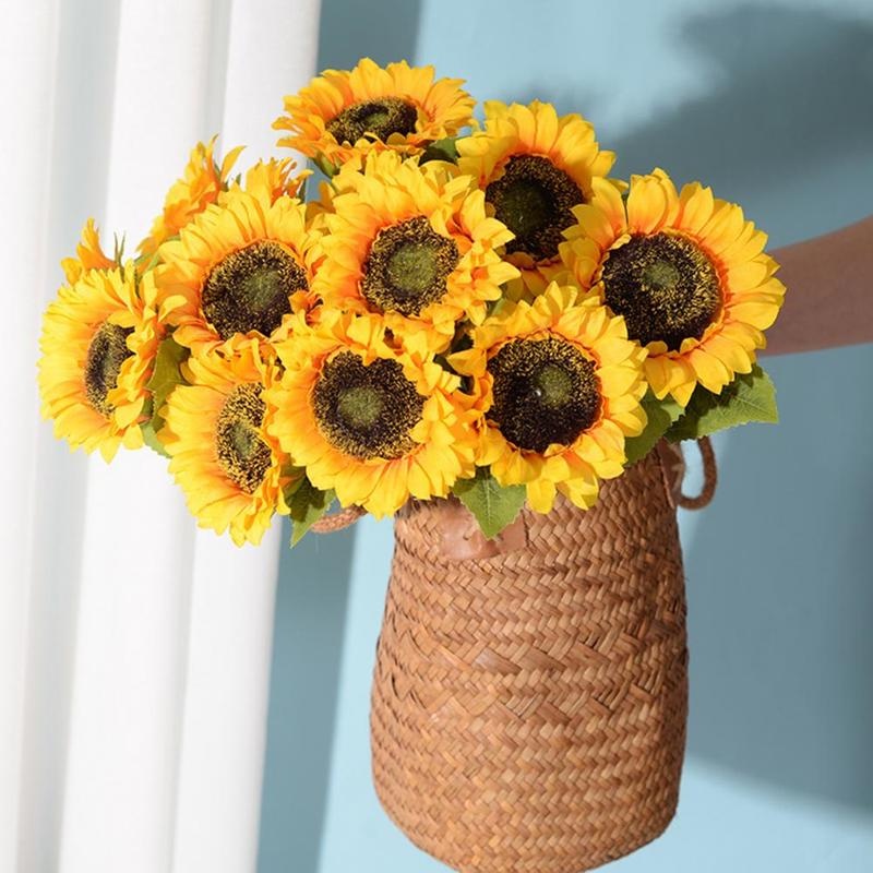 Lọ Hoa Hướng Dương Nhân Tạo 49cm Để Bàn Trang Trí Nhà Cửa/Văn Phòng