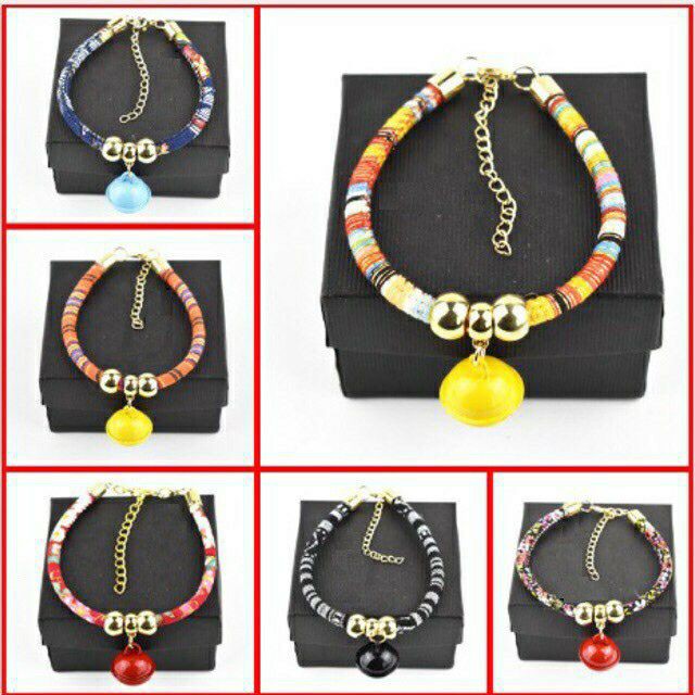 vòng cổ chó mèo thổ cẩm cao cấp kèm chuông lục lạc lắc kêu