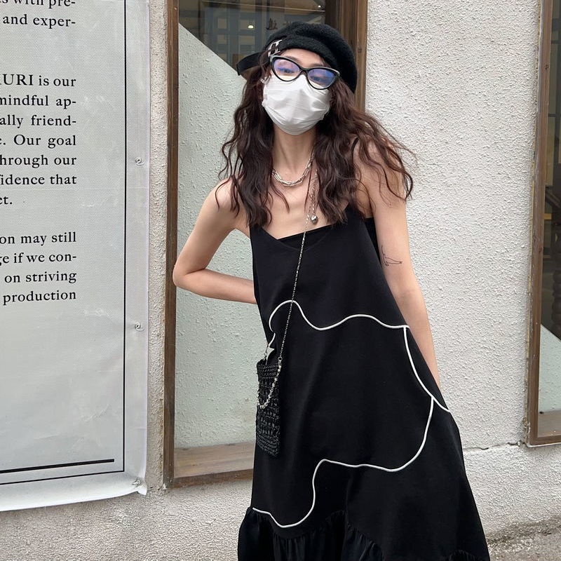 Đầm Dáng Chữ a Hai Dây Dáng Rộng Phong Cách Hàn Quốc Thời Trang Mùa Hè Hàng Mới Dành Cho Bạn Nữ