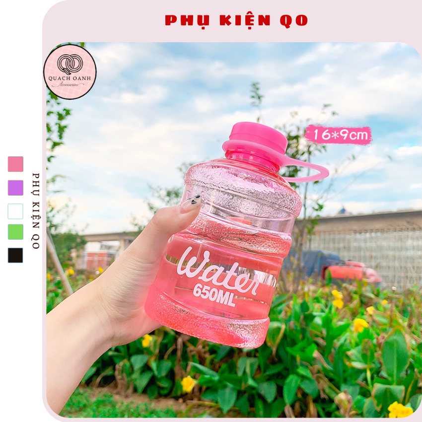  Bình đựng nước nhựa trong Water có quai cầm 650ml phong cách hàn quốc – BN10