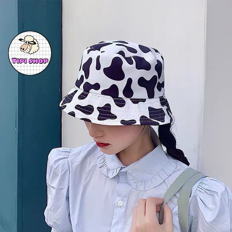 Mũ bucket in hình họa tiết bò sữa ( bucket )