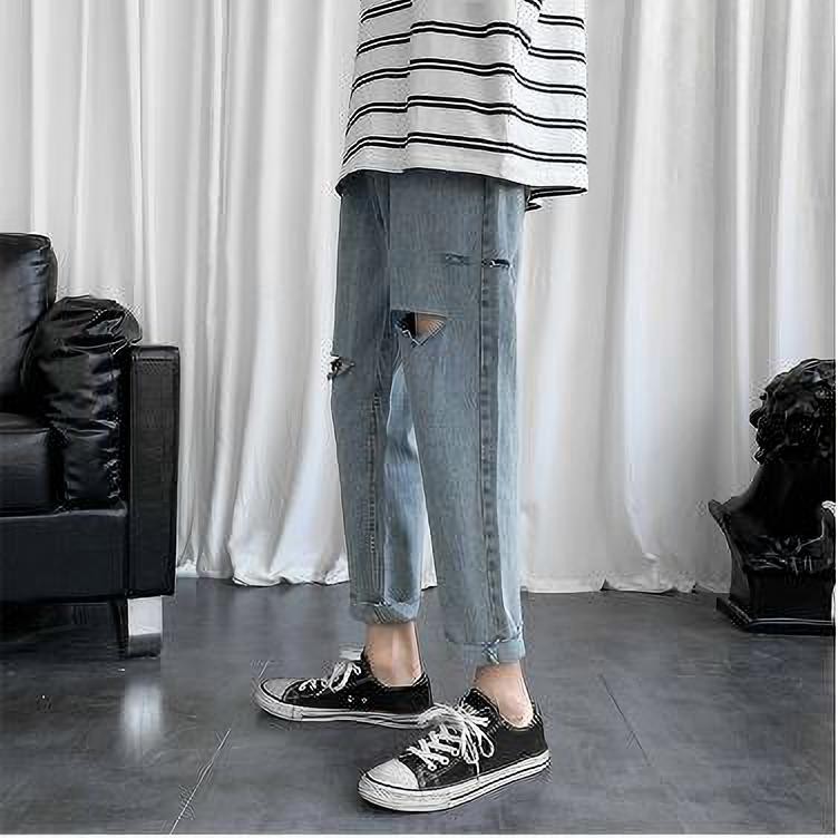 Baggy Jean quần baggy nam Jean dáng Suông Ống Rộng [Rách Gối] Hotrend 2021 tại Men's_Clothing_Store