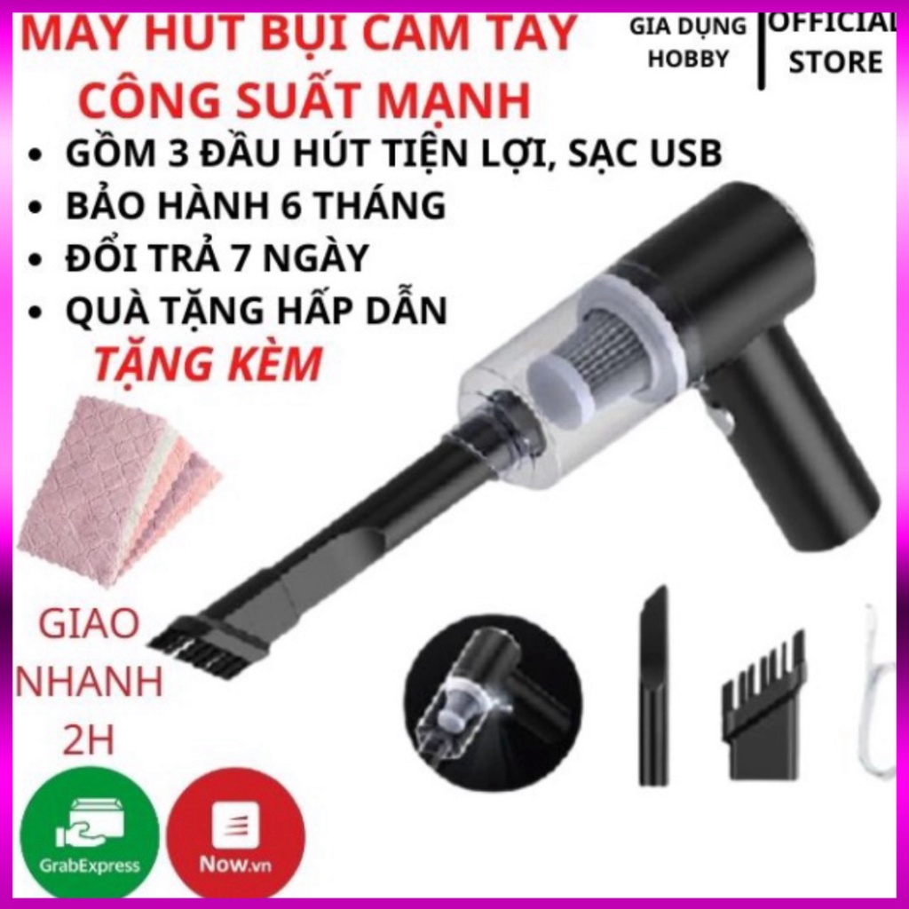 Máy Hút Bụi Cầm Tay, Máy Hút Bụi Mini Không Dây, Vệ Sinh Ô Tô, Gia Đình, Hút Bụi Giường Nệm, Lông Chó Mèo freeship HB1