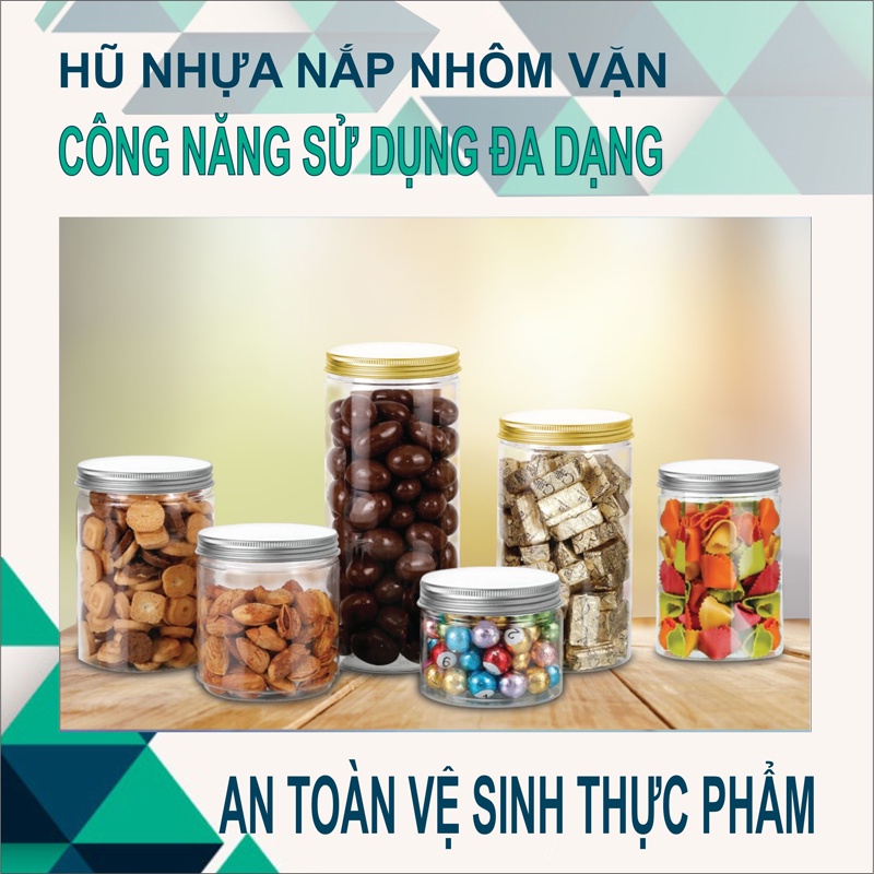 60 Hộp Nhựa, Hũ Nhựa Pet Nắp Nhôm 1000ml Đựng Thực Phẩm, Đồ Khô, Ngũ Cốc